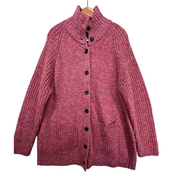 drapers & damons Sweaters - Drapers & Damons Women Cardigan Sz M Pink Speckled Sweater High-Neck SoftAF Cozy